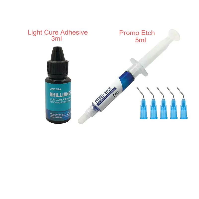 

Dental Light Cure Adhesive 3ml for Orthodontic Metal Ceramic Bracket 37% Etching Gel 5ml Dentist Tools