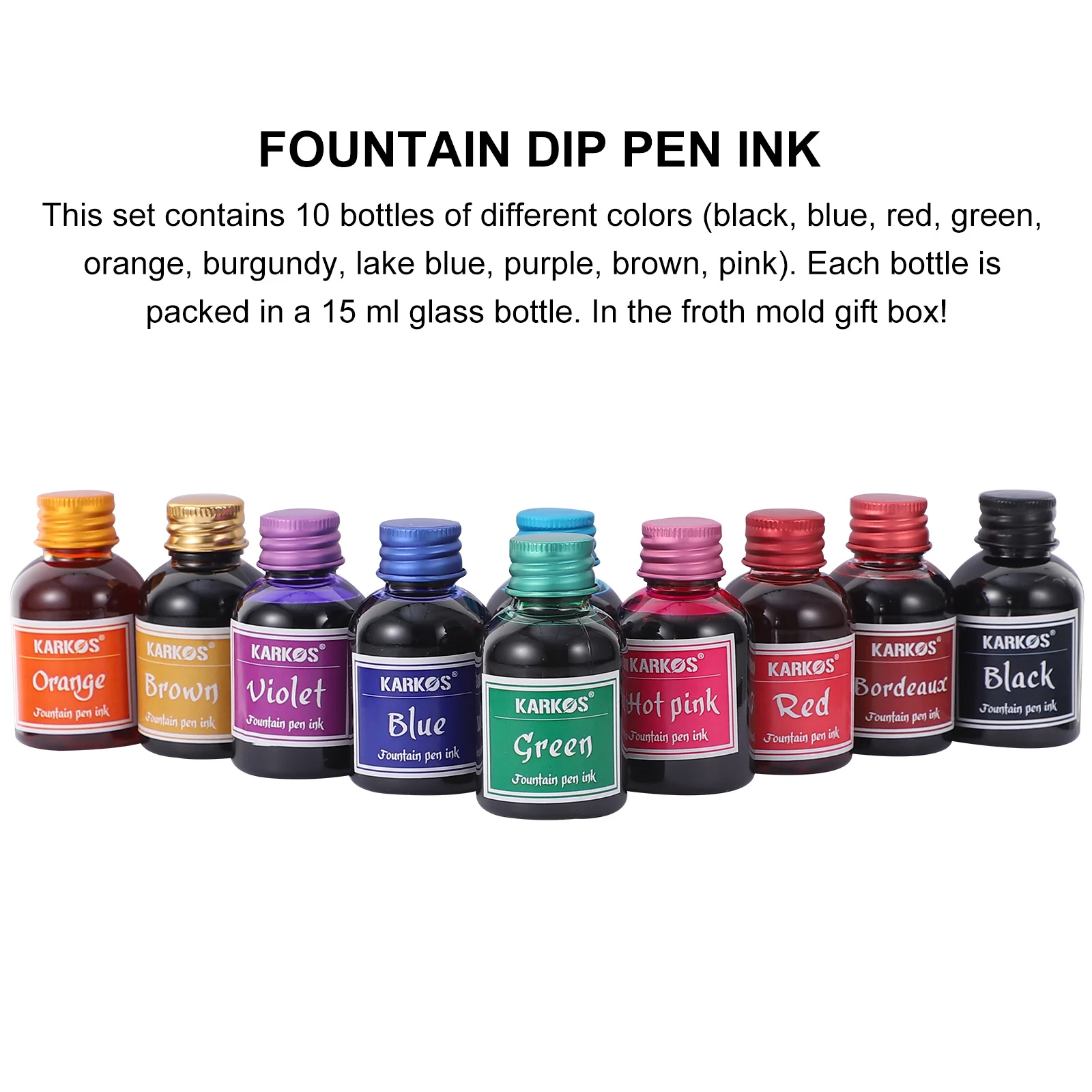 10 ขวดอุปกรณ์ประดิษฐ์ตัวอักษร Pure สีหมึก Fountain ปากกา Non Carbon Drawing