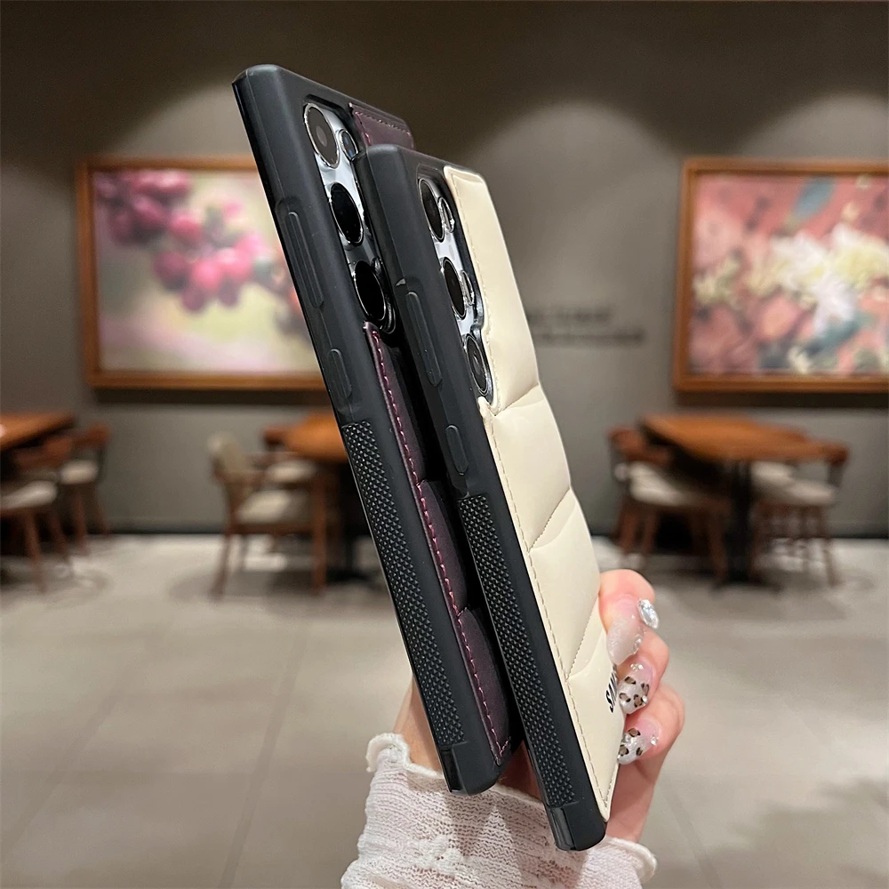 Original Soft Down Jackets Air-Bags Shockproof Case for Samsung Galaxy S25 S26 S24 S23 Ultra Plus Coque TPU Protection Cover