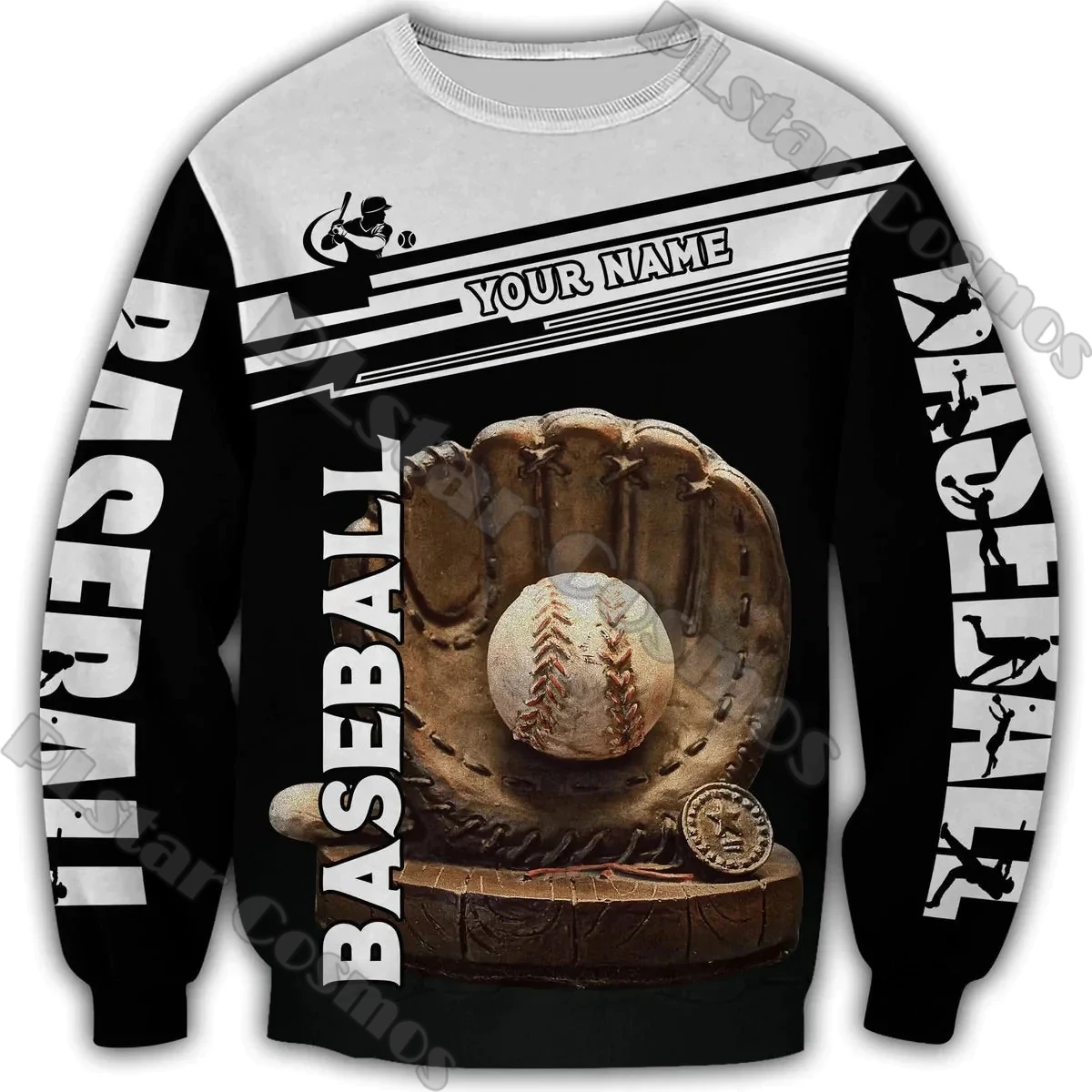 

Customized Name Baseball Player 3D Printed Mens Sweatshirt autumn Unisex long-sleeved pullover For Baseball Lover Gift DK562