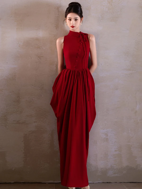 

Red Wedding Dr Sle Chinese National Faion Bridesmaid Dr Luxury mat High Waist A-Line Skirt Wedding...