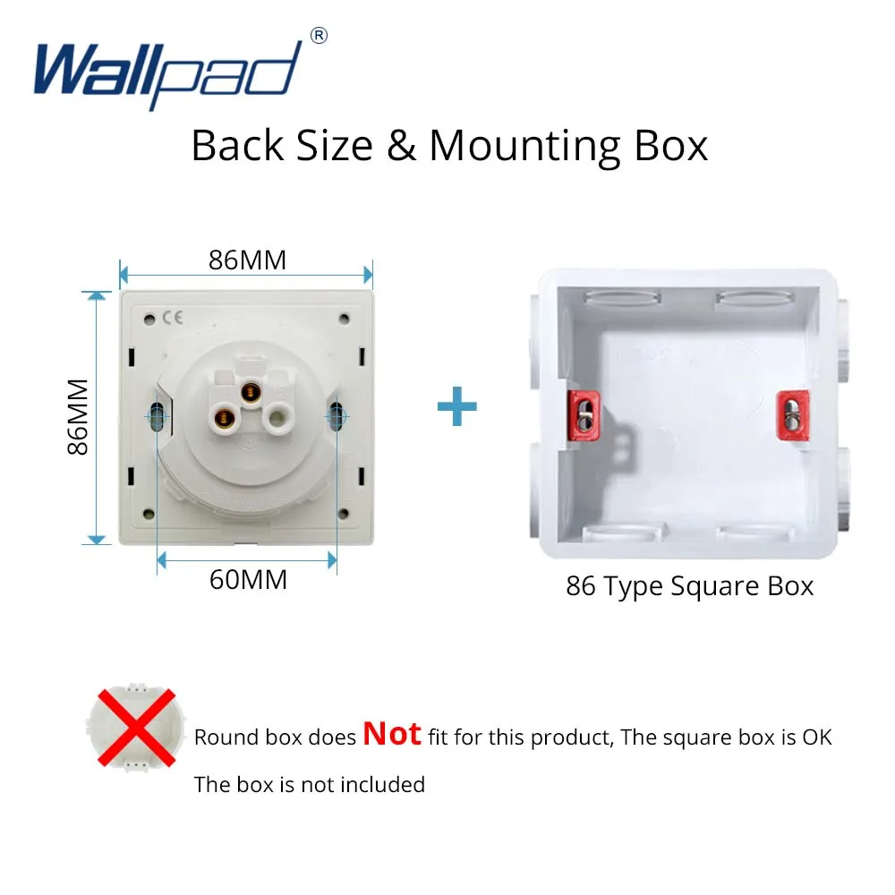 Wallpad Wall Switch and Socket White Reset 3 Way Round Corner Glass Panel USB EU UK Electric Outlet TV TEL RJ45 Sat HDMI