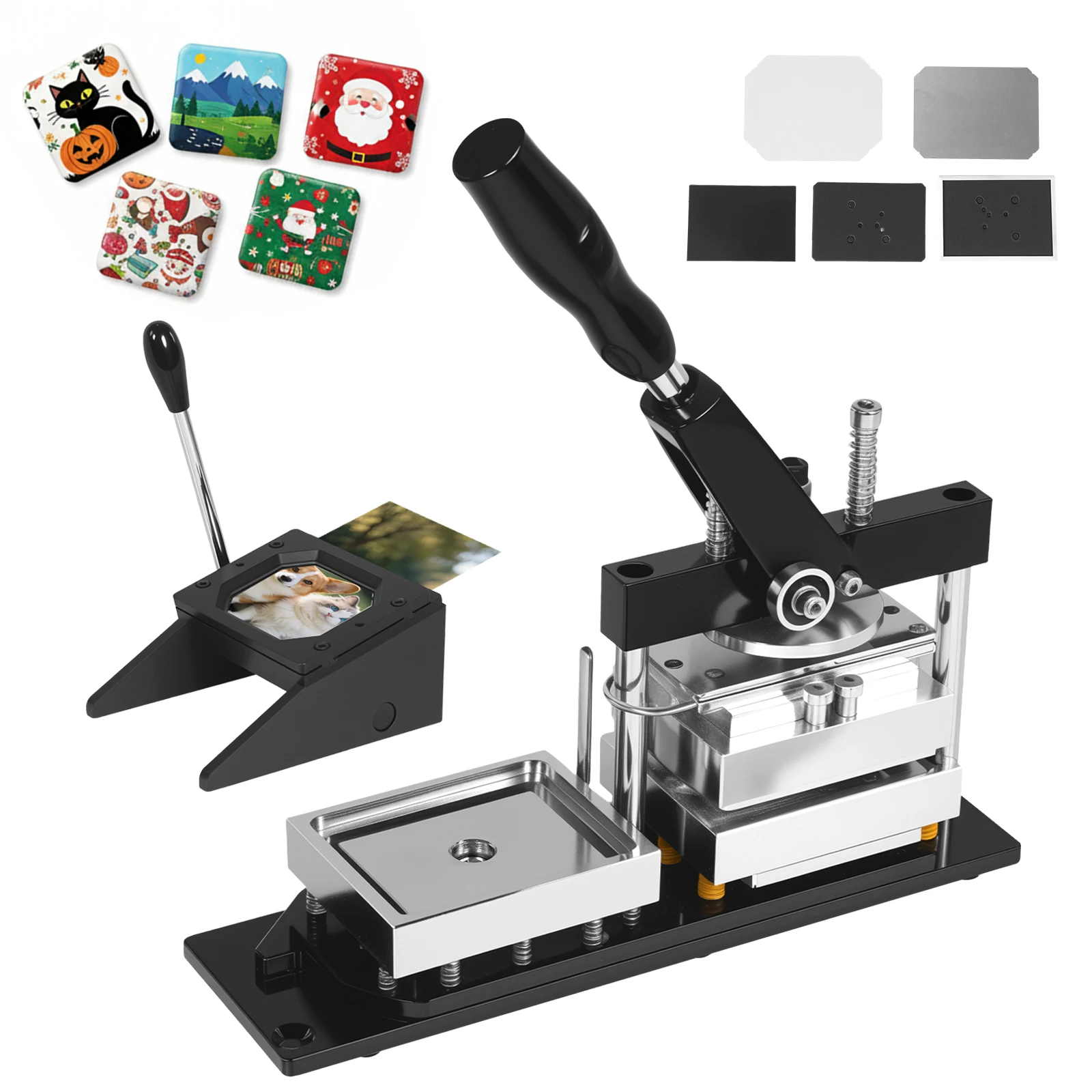 

3.5x2.5in Rectangle DIY Badge Maker with Paper Cutter & 100 Sets Supplies Fridge Magnet Maker Kit for Crafts Personalized Gifts