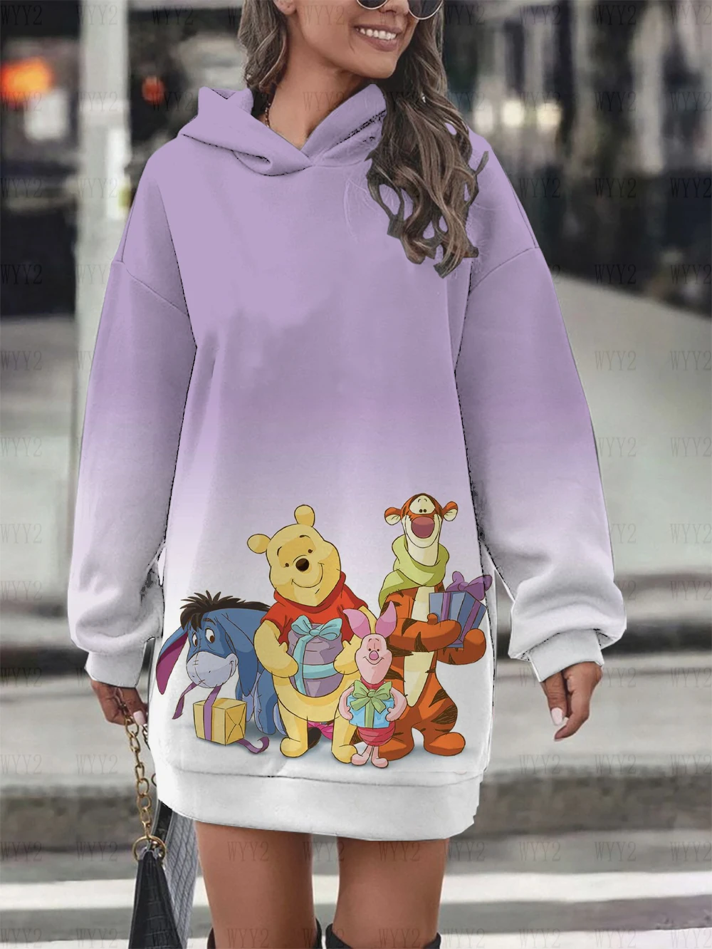 

Women's Clothing Disney Christmas Winnie the Pooh Print Pullover Sweatshirt Women's Party Dress Fashion Street Style Sweatshirt