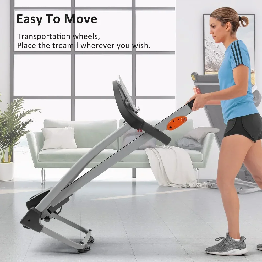 Easy Folding Treadmill for Home Use 2.5HP Electric Running 3-Level Incline Adjustable Compact Foldable Jogging & Walking Machine