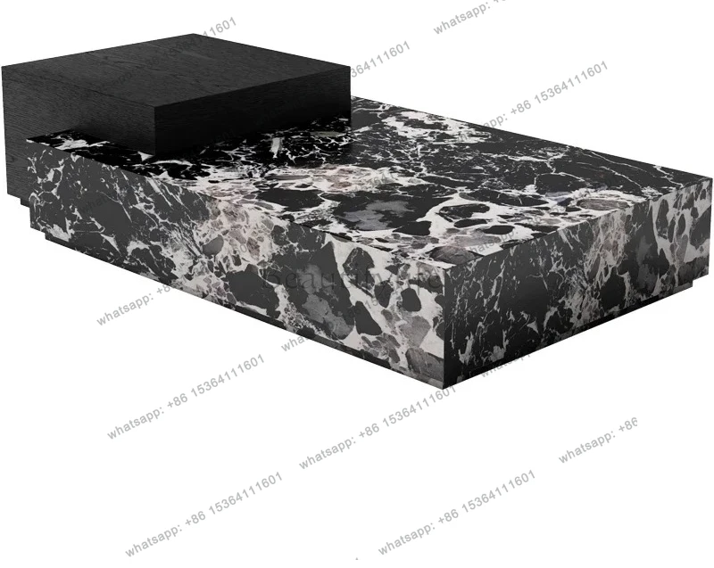 

Tavolino in marmo naturale Combinazione di tavolini in pietra di lusso minimalista italiano leggero e minimalista per soggiorno