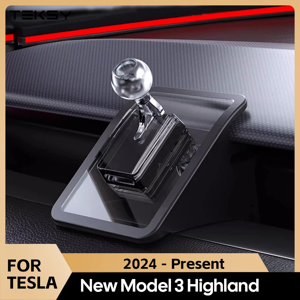 For Tesla New Model 3 Hhighalnd 2024 Car Cell Phone Holder Wooden Gravity Support Mount Bracket Vent Clip Air Outlet Snap-in 