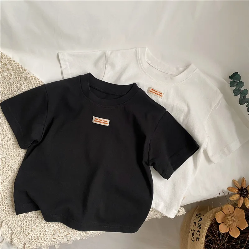 Children Clothing Korean Style Simple All Match T Shirt 2024 Summer Boys Girls Fashion Casual Short Sleeved Cotton Loose T Shirt