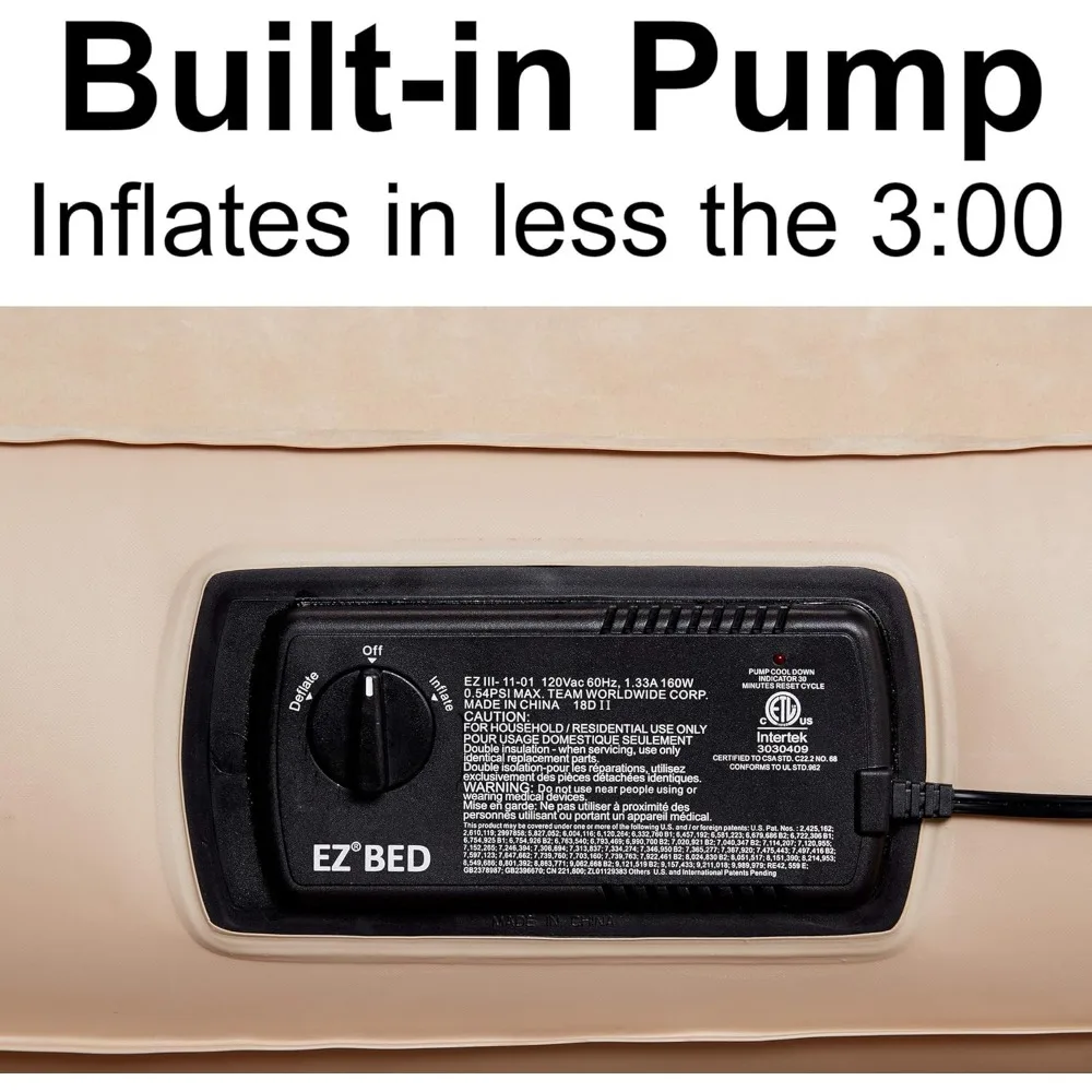 Bed Queen Self-Inflating Air Mattress with Built-in Frame, Pump and Wheeled Case, Blow Up Inflatable Air Bed Per