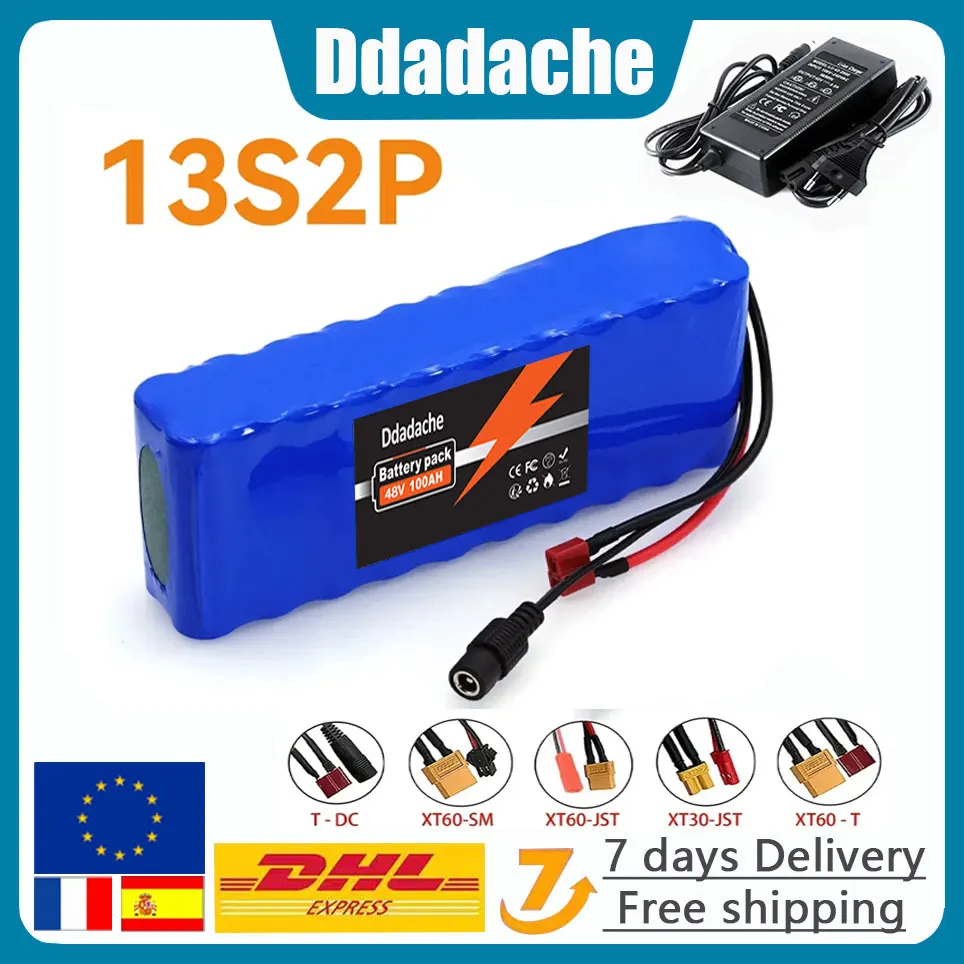 Image of 13S2P 48V 30Ah Hochleistungs-18650-Batterie für Elektrofahrzeuge, Elektromotorräder, DIY-Batterie mit BMS + 48V/54,6V 2A Ladegerät