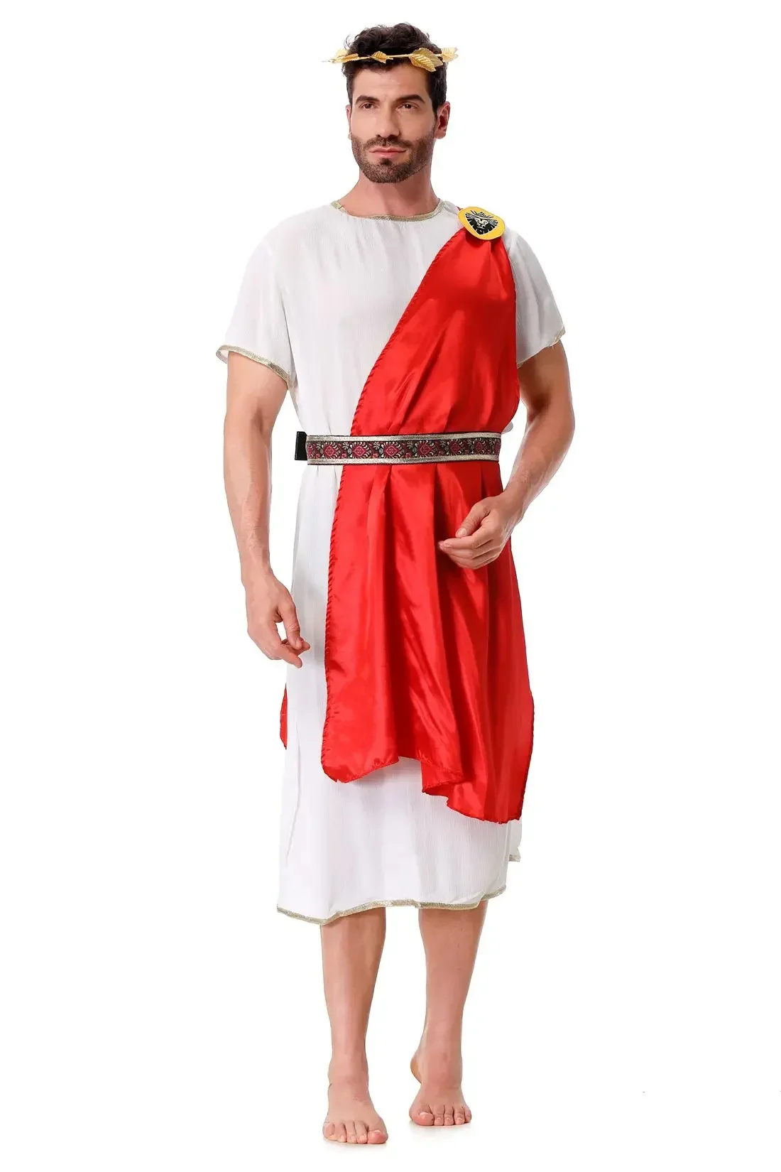 Ancient Rome Warrior Cosplay Robe 4-Piece Parent-Child Halloween Party Dress Up Adult & Kids Ancient Greek King Goddess Dress