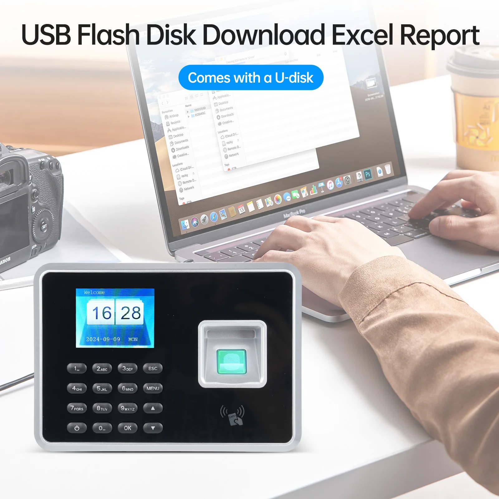 BISOFICE Biometric Time Clock Attendance Machine for Employees Biometric In and Out Punching Support 1000pcs Fingerprint