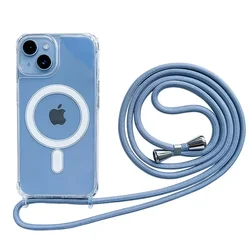 Cross body Lanyard klare magnetische Hülle für iPhone 16 15 plus 14 13 12 Pro Max 11 für Magsafe Acryl Hard PC Rückseite