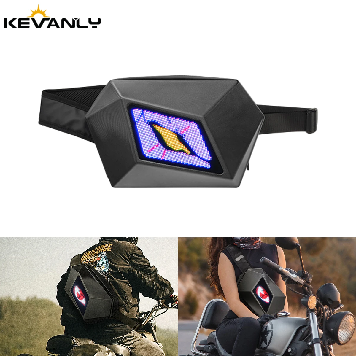 Devil's Eye reistas LED DIY slimme rugzak Waterdichte Led Knight-rugzakken Harde schaal Cool Motorrijden Bluetooth unisex