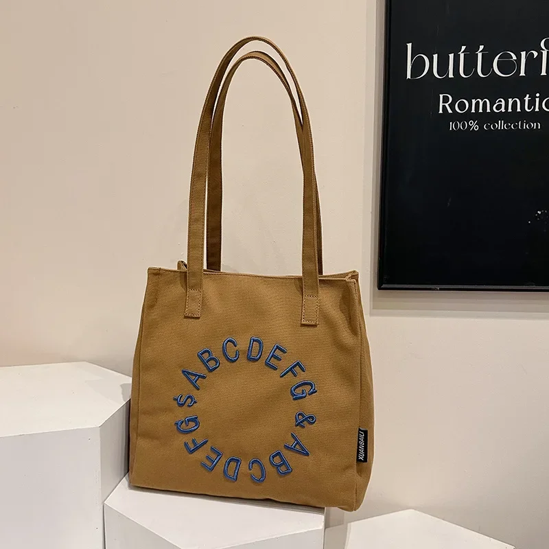 

Холщовая сумка через плечо в литературном стиле 2025 года — большая нишевая сумка для студентов для девочек-студентов, сумка для книг с карманом