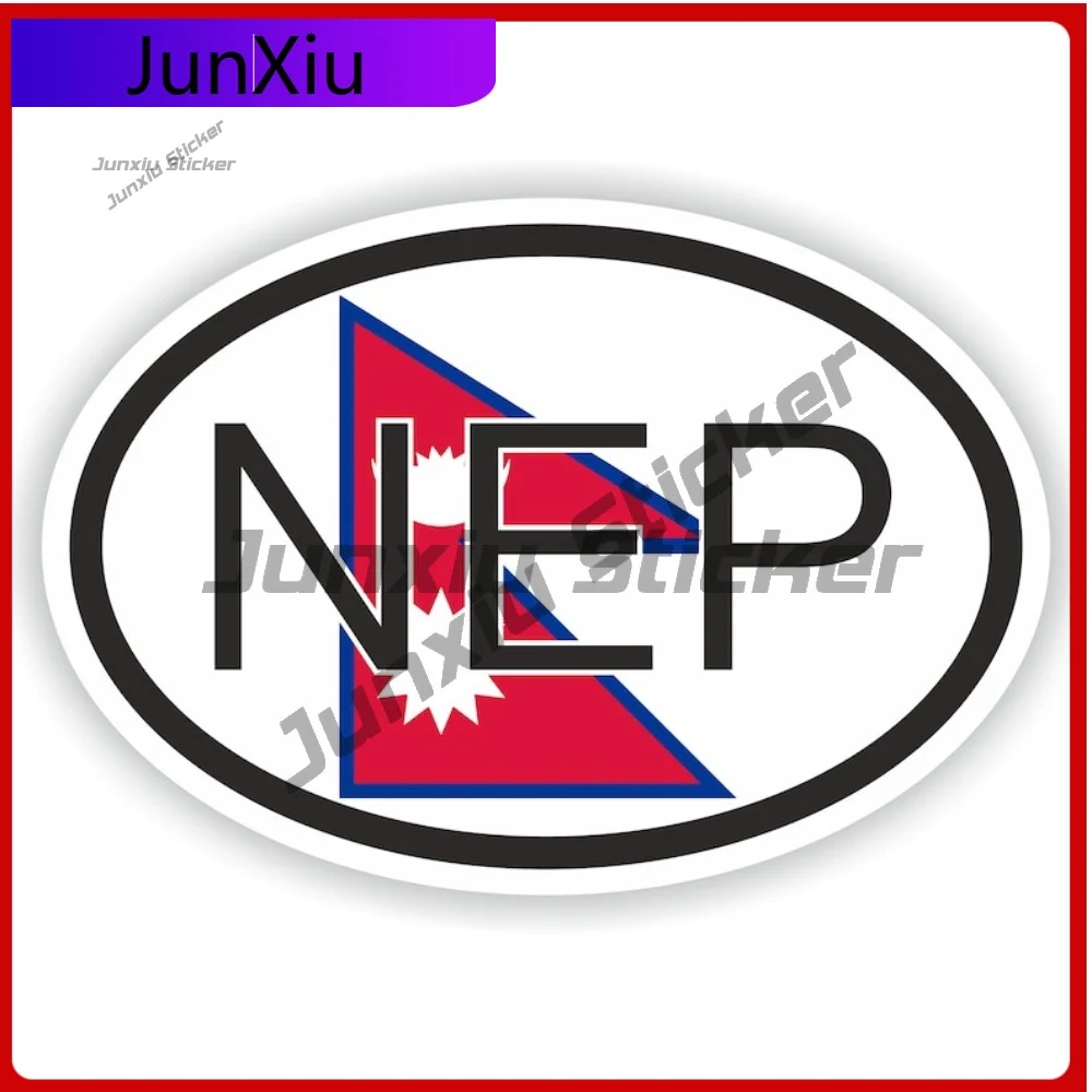 

Nepal Oval Country Code Nep Flag National Emblem With White Border Sticker Vinyl Refit Decals Motorcycle Stickers Cover Car Fun