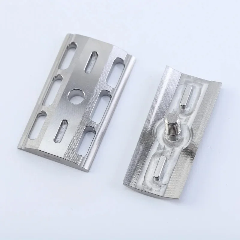 YAQI Razor Base Plate Stainless Steel Brushed Finish Open Comb Standard DE Thread for Double Edge Safety Razor view 4
