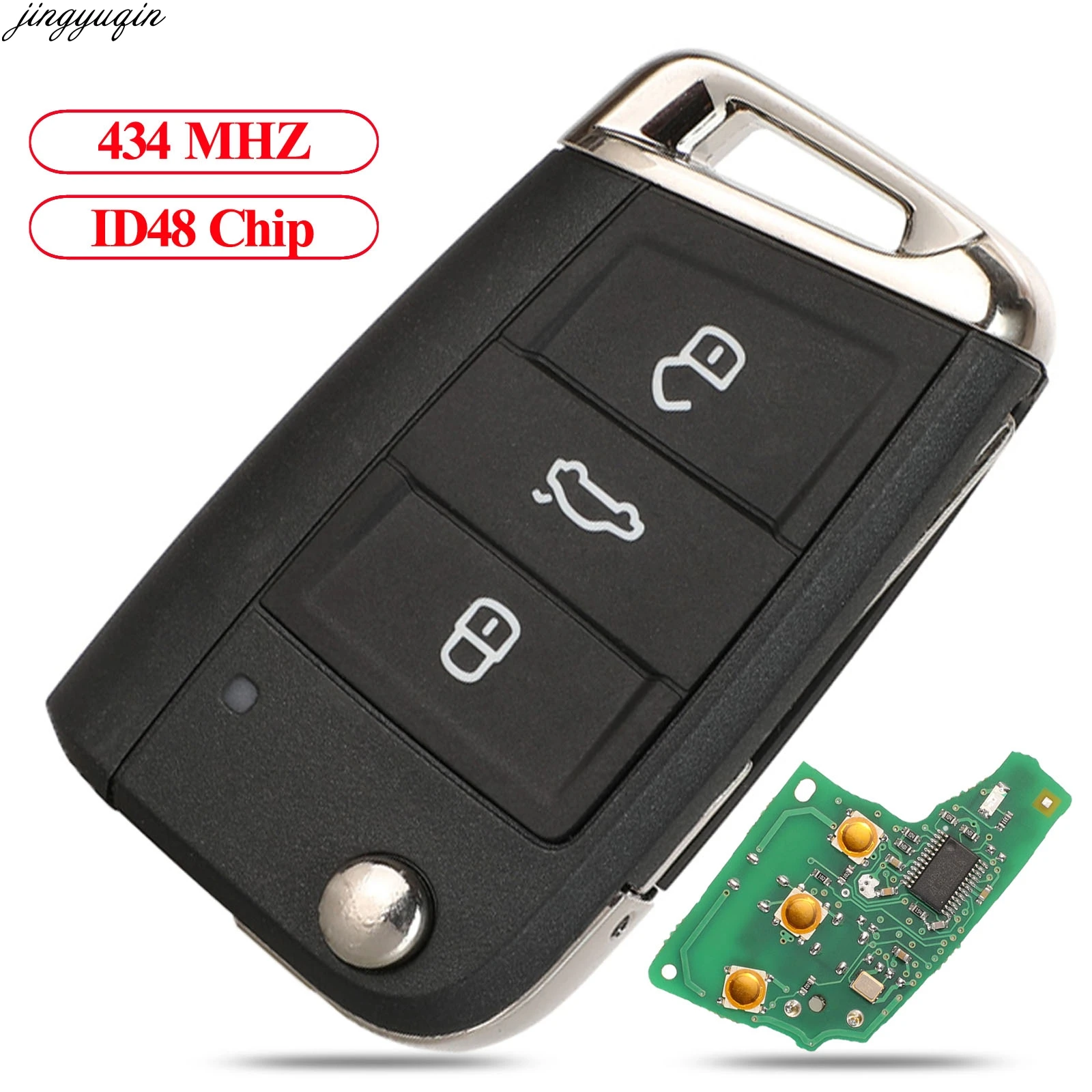 Jingyuqin Keyless-go Semi-Smart Car Key 434MHz MQB ID48 For VW Seat Golf7 MK7 Touran Polo Tiguan 5G6959752AB/BB/Q 6V0959752D