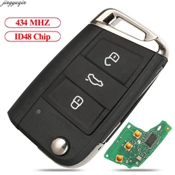 Jingyuqin Keyless-go Chave de carro semi-inteligente 434MHz MQB ID48 para VW Seat Golf7 MK7 Touran Polo Tiguan 5G 6959752 AB/BB/Q 6V 0959752 D