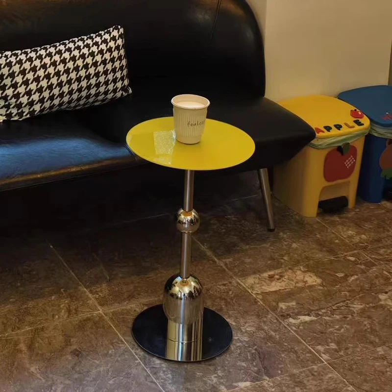 

#Modern LivingRoom Coffee Table Round Simple Acrylic Minimalist Side Table Plastic Standing Mesa Auxiliar Lounge Suite Furniture