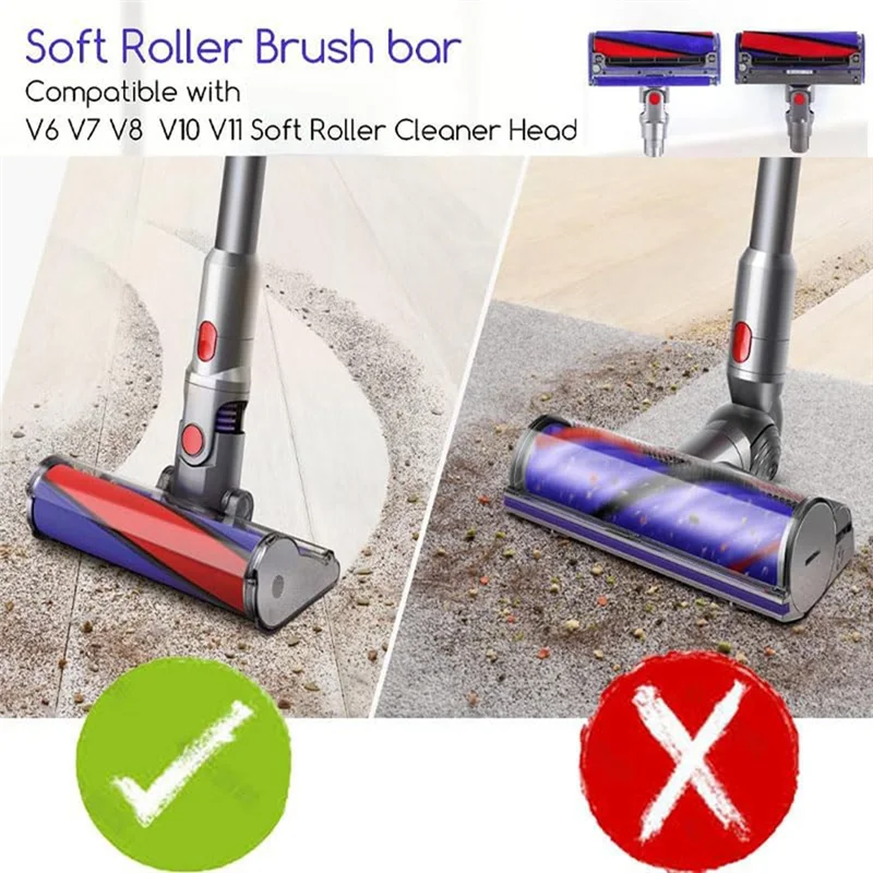 N09R-Soft Roller Brush Plush Strips Set For Dyson V6 V7 V8 V10 V11 Vacuum Attachments