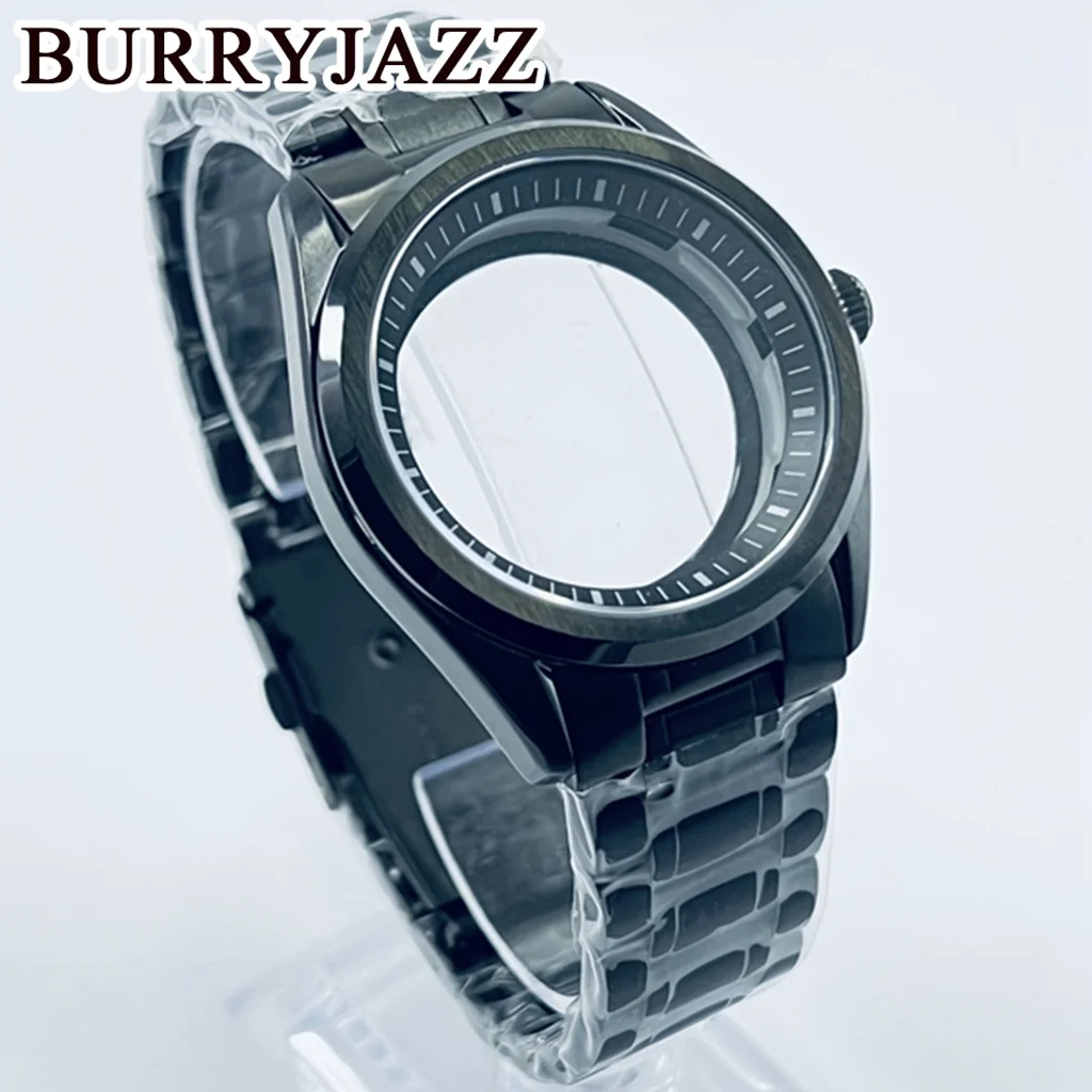 BURRYJAZZ 40mm NH35 NH36 NH34 NH38 NH70 Watch Case Waterproof Sapphire Glass Black Solid Stainless Steel Black White Ring