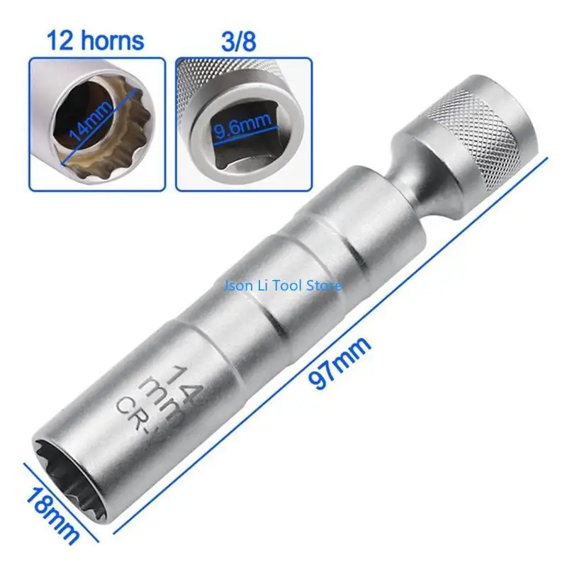 Y08D Glips parede fina parede fina para soquete vela ignição 12 pontos para vela ignição 3/8 polegada