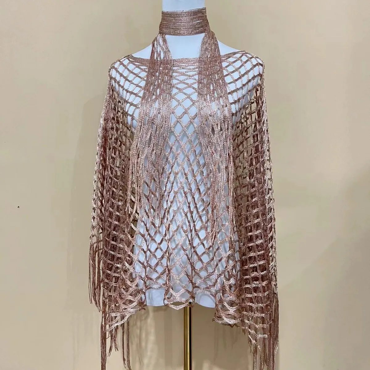 니트 레이스업 판초 멀티웨어 비치 숄 다용도 커버업