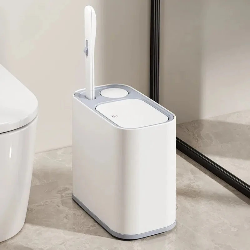 Bathroom Dustbin Integrated Bucket Brush Portable Waste Bins Disposable Cleaning Brush Head Household Cleaning Accessories