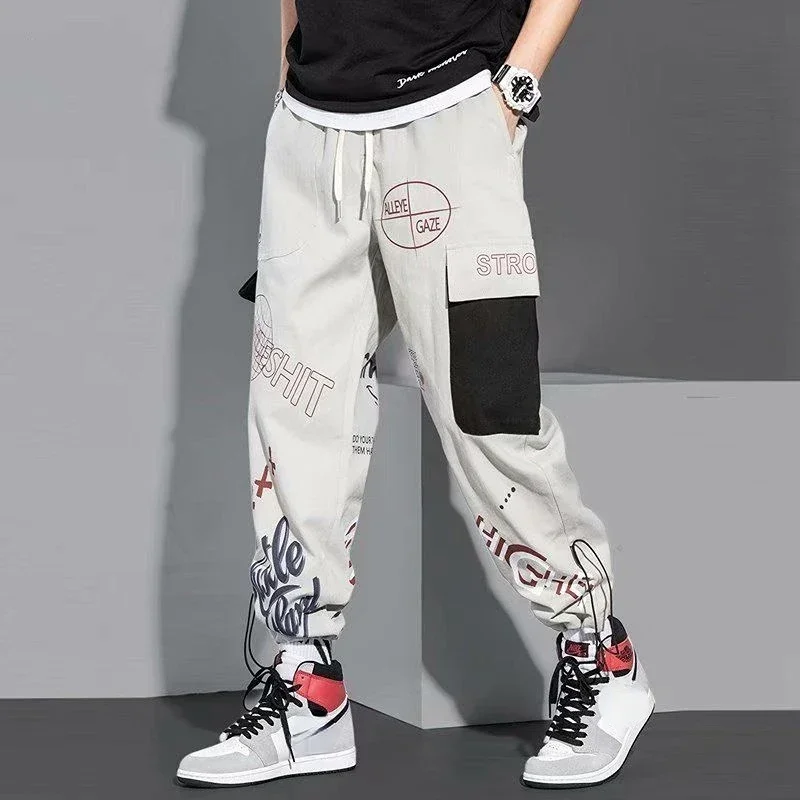 Spodnie Cargo dla mężczyzn Hip Hop Summer Joggers Plus Size Trousers Man Graffiti Autumn Korean Style Y2k Oversize Casual High Quality