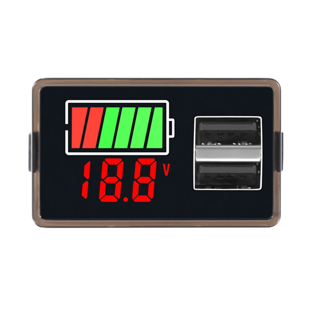 12V/24V/36V/48V/60V/72V USB Car Voltmeter Voltage Meter 3S-20S Lithium Battery Capacity Indicator Power Tester Li-ion Lead acid