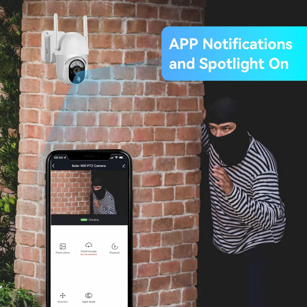 Tuya Smart 3MP 3.5W Solar 7800mAh Battery WiFi PTZ Outdoor Waterproof Surveillance Wireless Color Light Security CCTV IP Camera