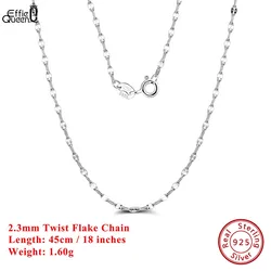 Effie Queen 100% 925 Sterling Silver Twist Flake Chain Necklace  for Women Fashion Basic Link Chain Necklace Dainty Jewelry SC26