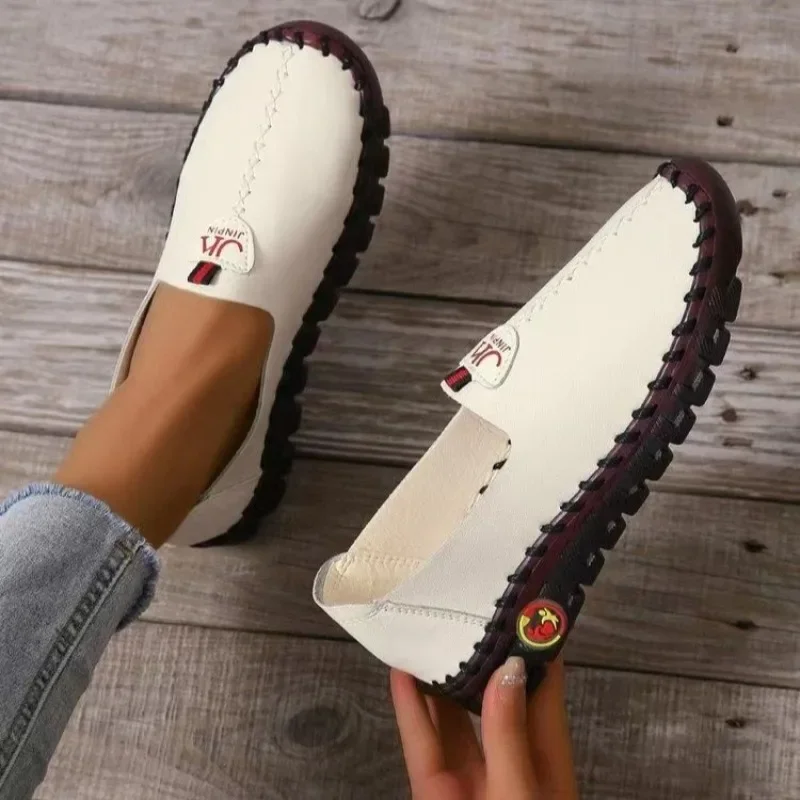 Sneakers Classic Women Shoes Solid Pu Leather Loafers Zapatillas De Mujer New Spring Casual Mom Shoes Sewing Soft Woman Shoes