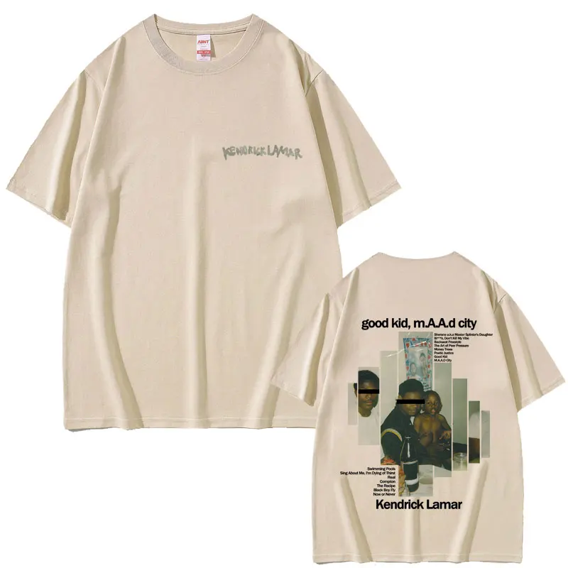 Camiseta gráfica del rapero Kendrick Lamar Good Kid Album para hombres y mujeres, camisetas Vintage de moda Hip Hop, ropa de calle informal de gran tamaño para hombre