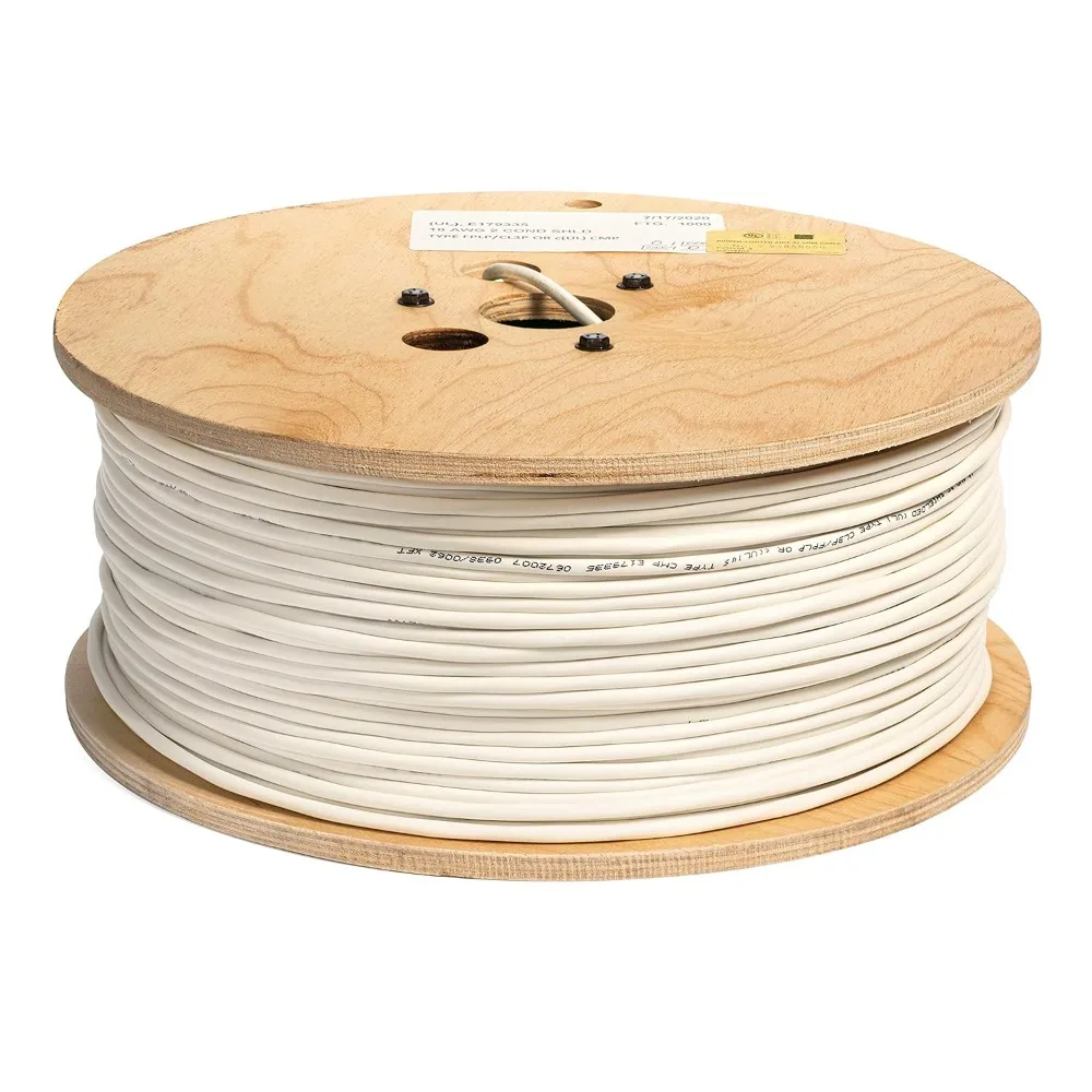 NEW 18 AWG 2/C Str CMP Plenum Rated Shielded Sound & Security Cable - 1000 Feet - Made in USA Fast shipping High quality