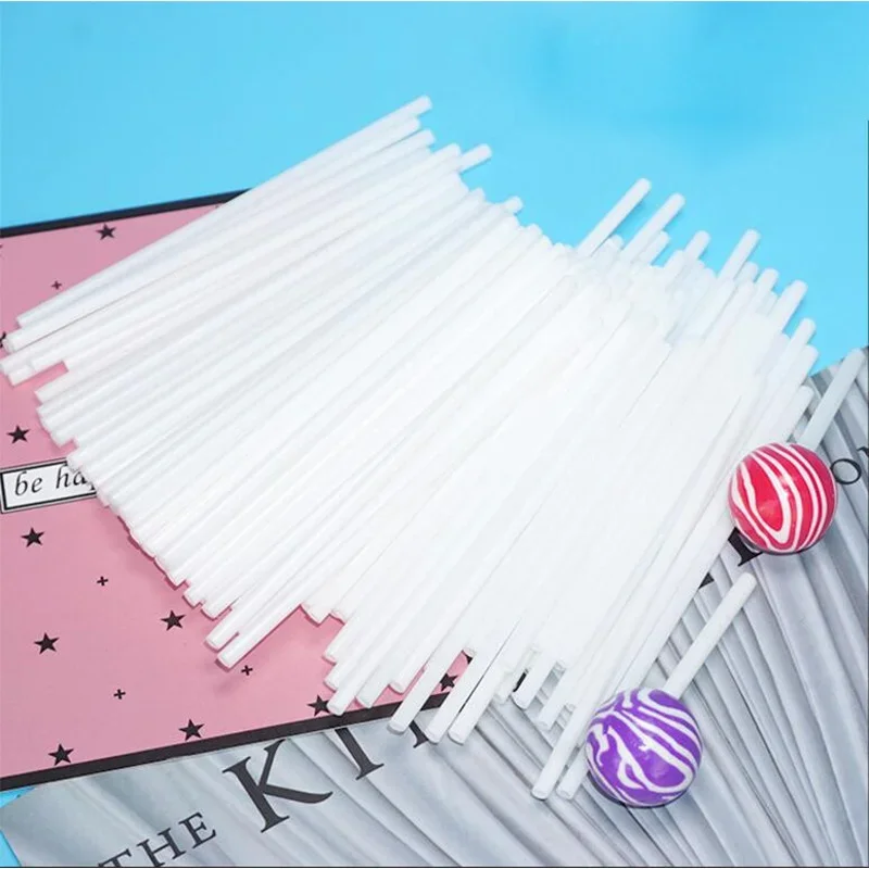 100/200Pcs Plastic Lollipop Stick Safe White DIY Baking Accessories Mold Cake Chocolate Sugar Candy Lollypop Baking Tools