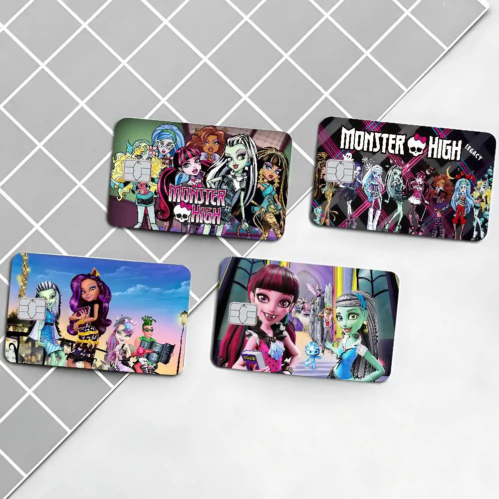 Pegatinas de piel de dibujos animados de Monster High clásico 2024 para tarjetas de crédito/débito grandes, para la parte frontal