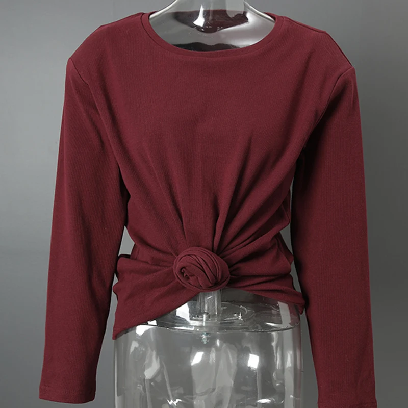 DEAT 2025 صيف جديد موضة عقدة تصميم تي شيرت للنساء عادية سليم صالح مبطن الكتفين قصيرة الأكمام قمة الإناث 11A04691