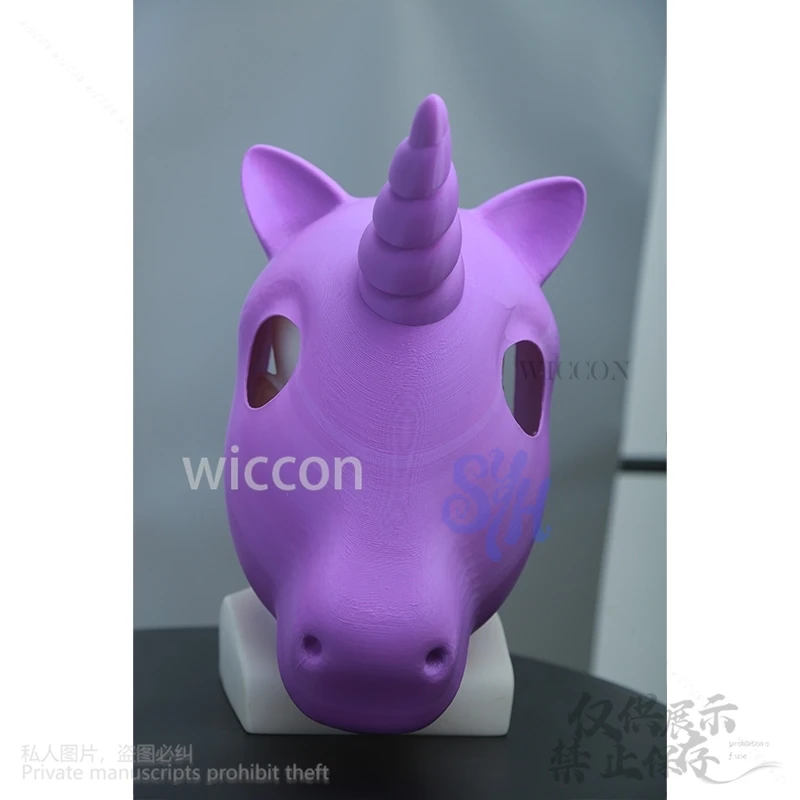 فروي Furrsuit Kawaii ثلاثية الأبعاد حمض البوليلاكتيك رئيس قاعدة الجمجمة لطيف قناع أنيمي يونيكورن تأثيري أغطية الرأس لتقوم بها بنفسك اكسسوارات كوس مخصصة