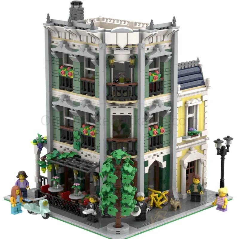MOC-241971 ชุดตัวต่อบล็อกอาคารร้านอาหาร แบบประกอบชิ้นส่วนขนาดเล็ก รุ่น Street View Architecture Series ของเล่น 2570 ชิ้น