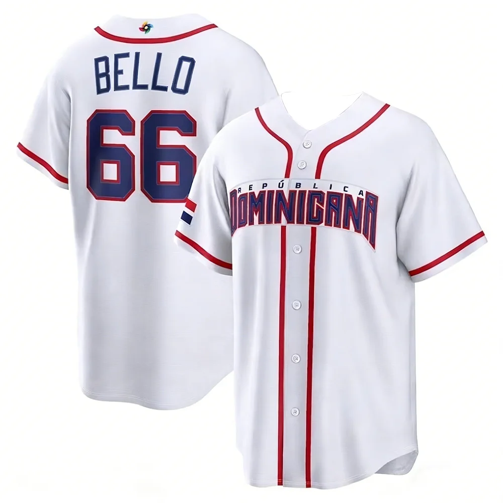 Dominikanische Nationalmannschaft Baseball-Trikot Atmungsaktiv Schnelltrocknend Digital-Druck Trendiger Street-Style Lässiges Trikot für Fans – Detail 4