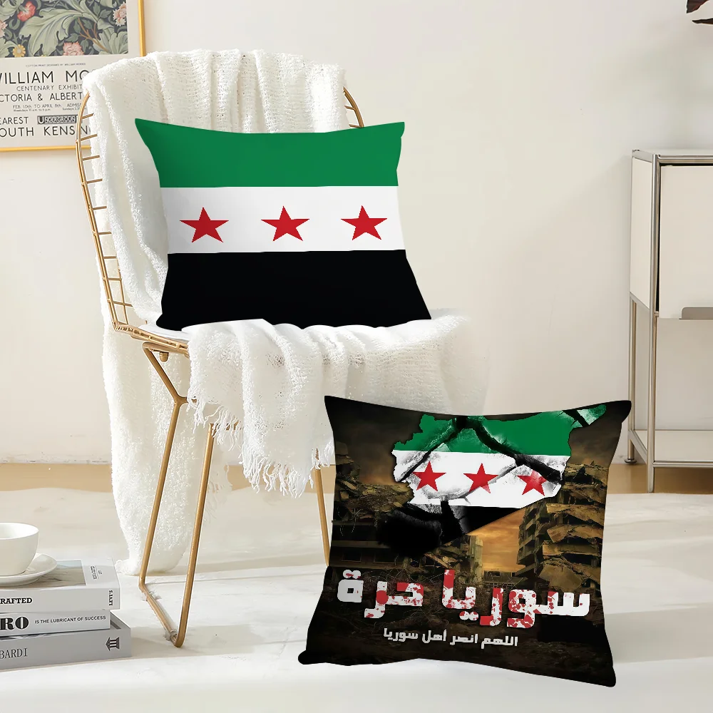 Flag of Syrian cushion cover Anti-dustmite Sofa Cushion Decorative Office Cover Lounge Area Indoor & Outdoor Use
