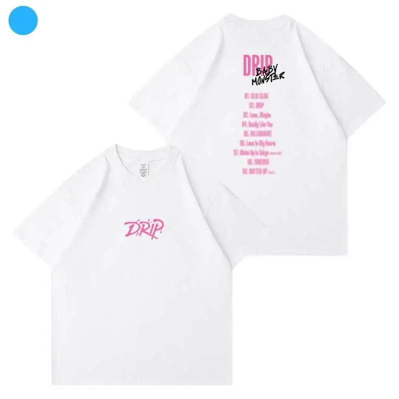 BABYMONSTER Album DRIP T-shirt Fashion Cotton Letter Print Short Sleeve Tee Men Women Kpop Summer Tops Korean Popular Clothes