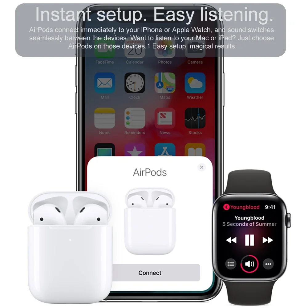 Apple AirPods Auriculares Bluetooth inalámbricos verdaderos de segunda generación con caja de carga inalámbrica Chip H1 100% originales NUEVOS, para