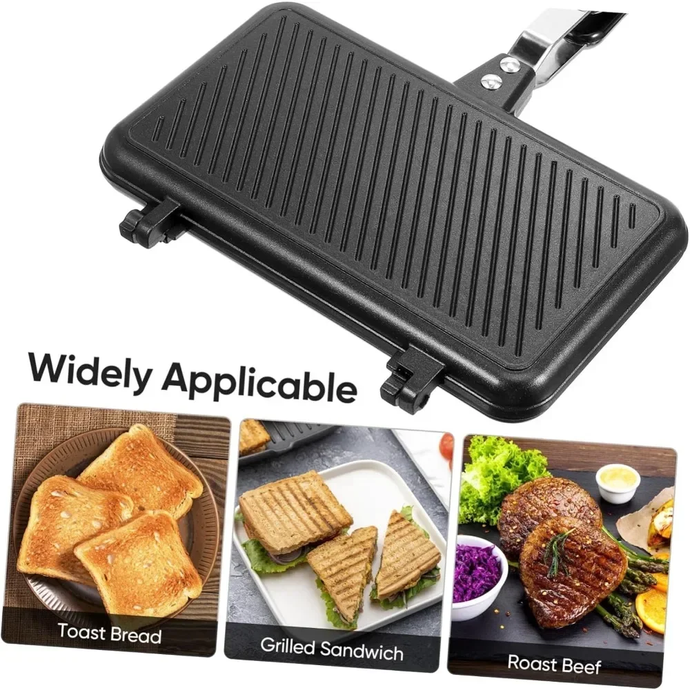 NonStick Sandwich Maker Mini Waffle Breakfast Pot Baking Pan Barbecue Oven Household Mould Egg Frying Pan for Kitchen Restaurant 6