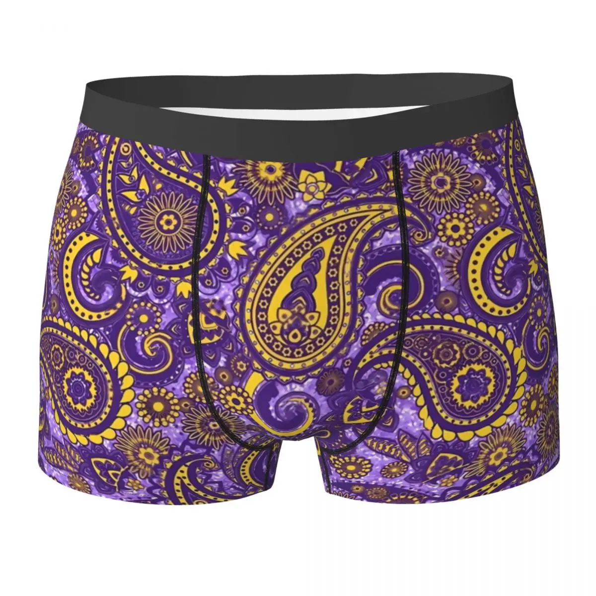 Vintage Paisley Underwear Purple Sparkle Print Comfortable Underpants Printed Shorts Briefs 3D Pouch Men Plus Size Trunk