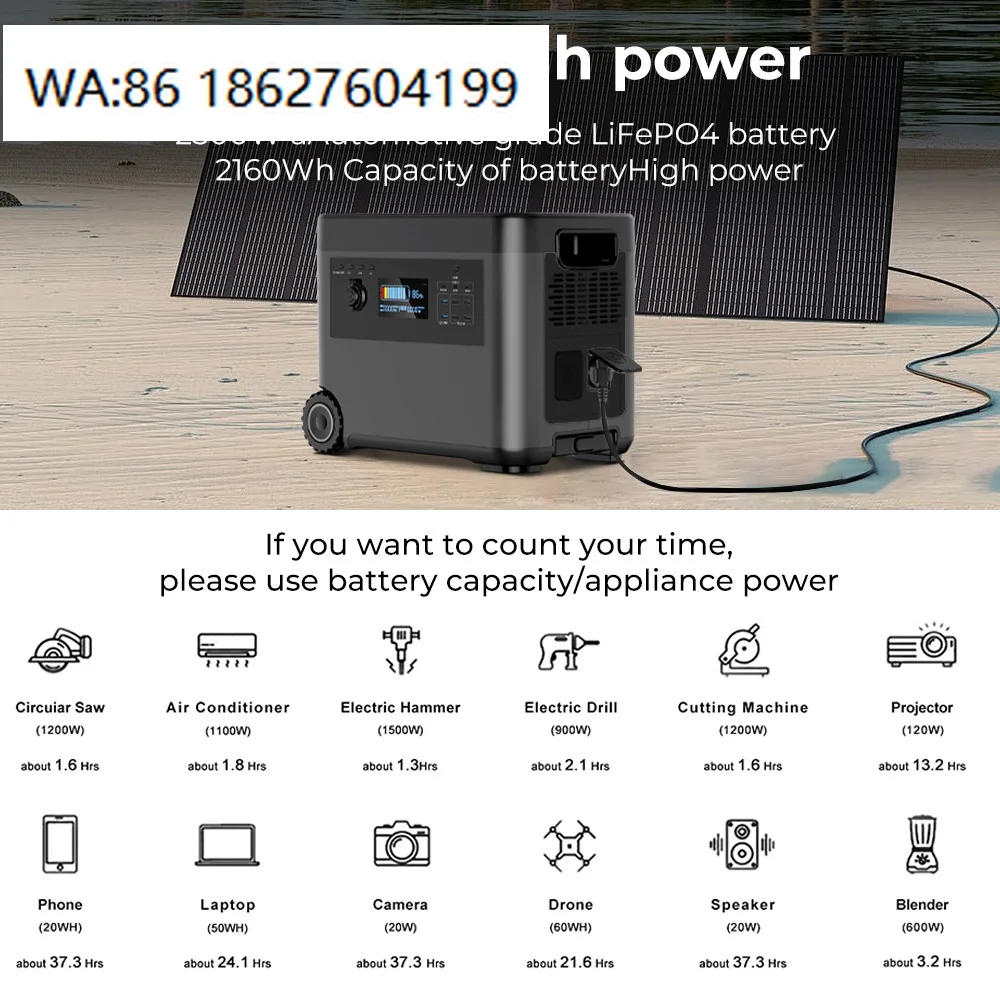 2500W-5000W MPPT Portable Solar Generator LiFePO4 Battery Home RV Outdoor Industrial Emergency Power Station