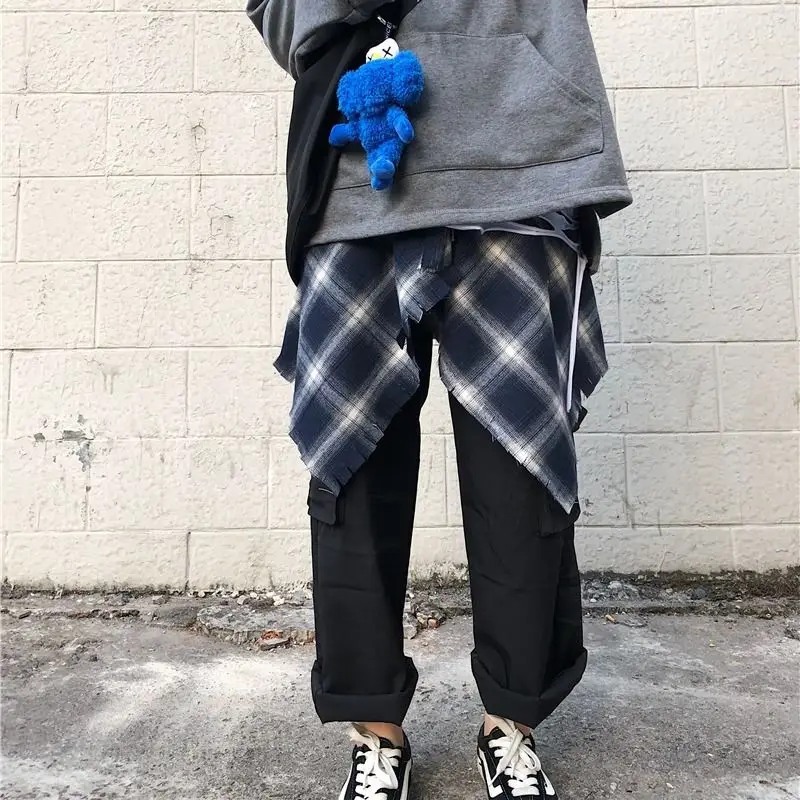 Skirts Women Irregular All-match Hipster Couples Casual Hip Hop High Street Plaid Designer Ulzzang Fashionable Teenagers Chic