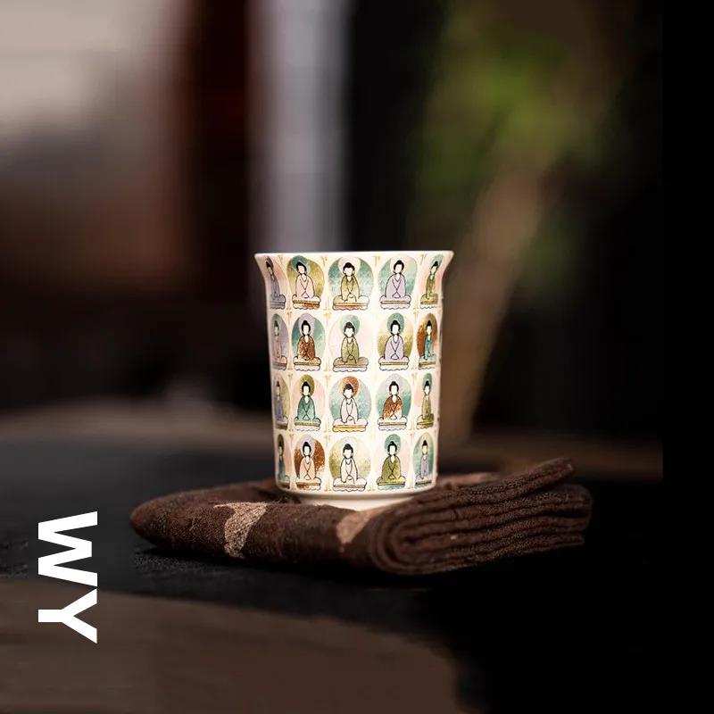 

Wu Tang Dunhuang Cultural Thousand Buddha Cup Cerc Tea Cup Zen Aromatherapy Cup Gongfu Tea Set for Home Use